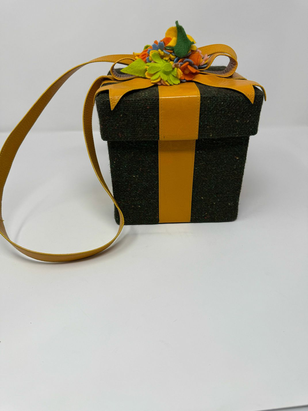 Moschino Tweed Leather Box Bag  Purse