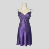 Backless silk slip in purple