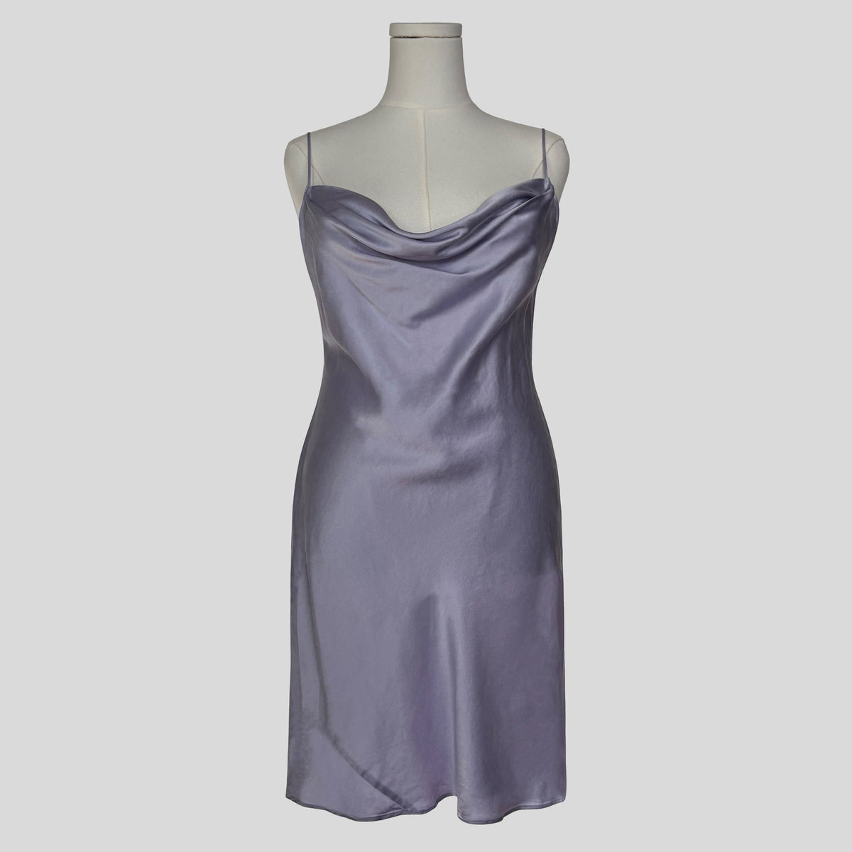 Draped silk backless slip in lilac