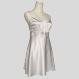 Embroidered silky babydoll in white