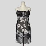 Sheer floral ruched bust slip