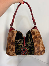 Rare Vintage Valentino Pony Hair V-Ring Hobo