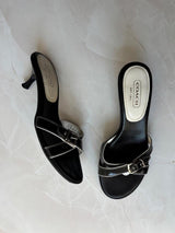 Coach US 9 Black Leather Slide Sandal
