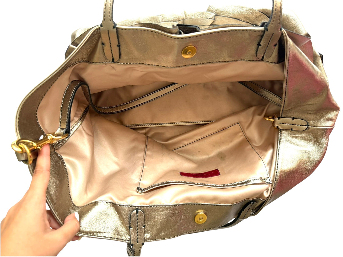 Valentino metallic rose gold Petale tote bag