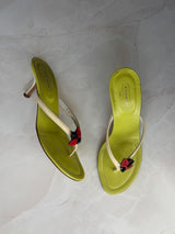 Coach US 9 Rare Ladybug Green Leather Thong Sandal