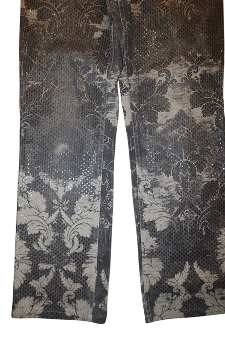 Roberto Cavalli gray jeans with baroque and metallic print (M)