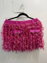 Pink ruffle skirt with buttons