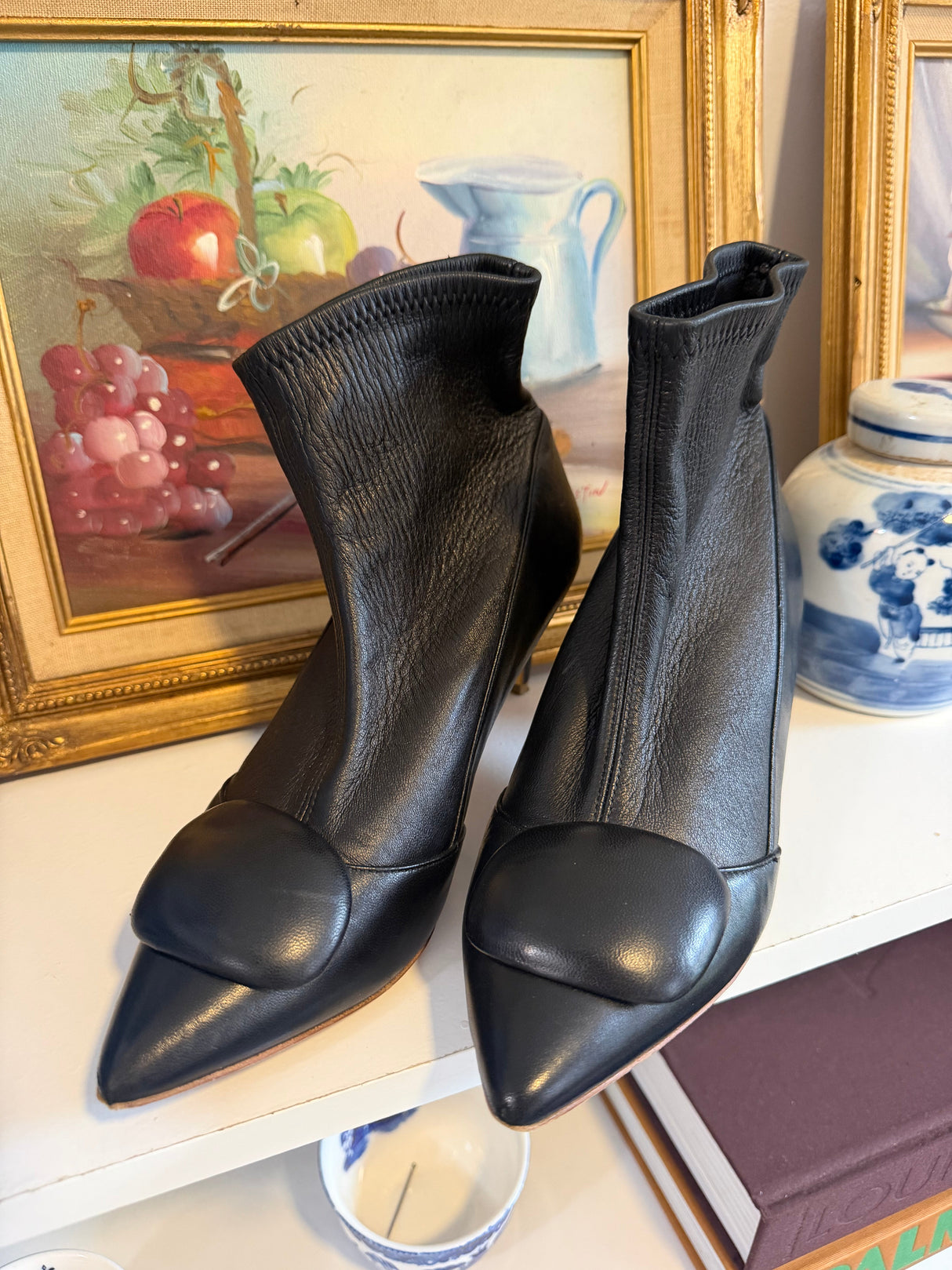 Black Rupert Sanderson leather booties size 36 - sku tuv #4440