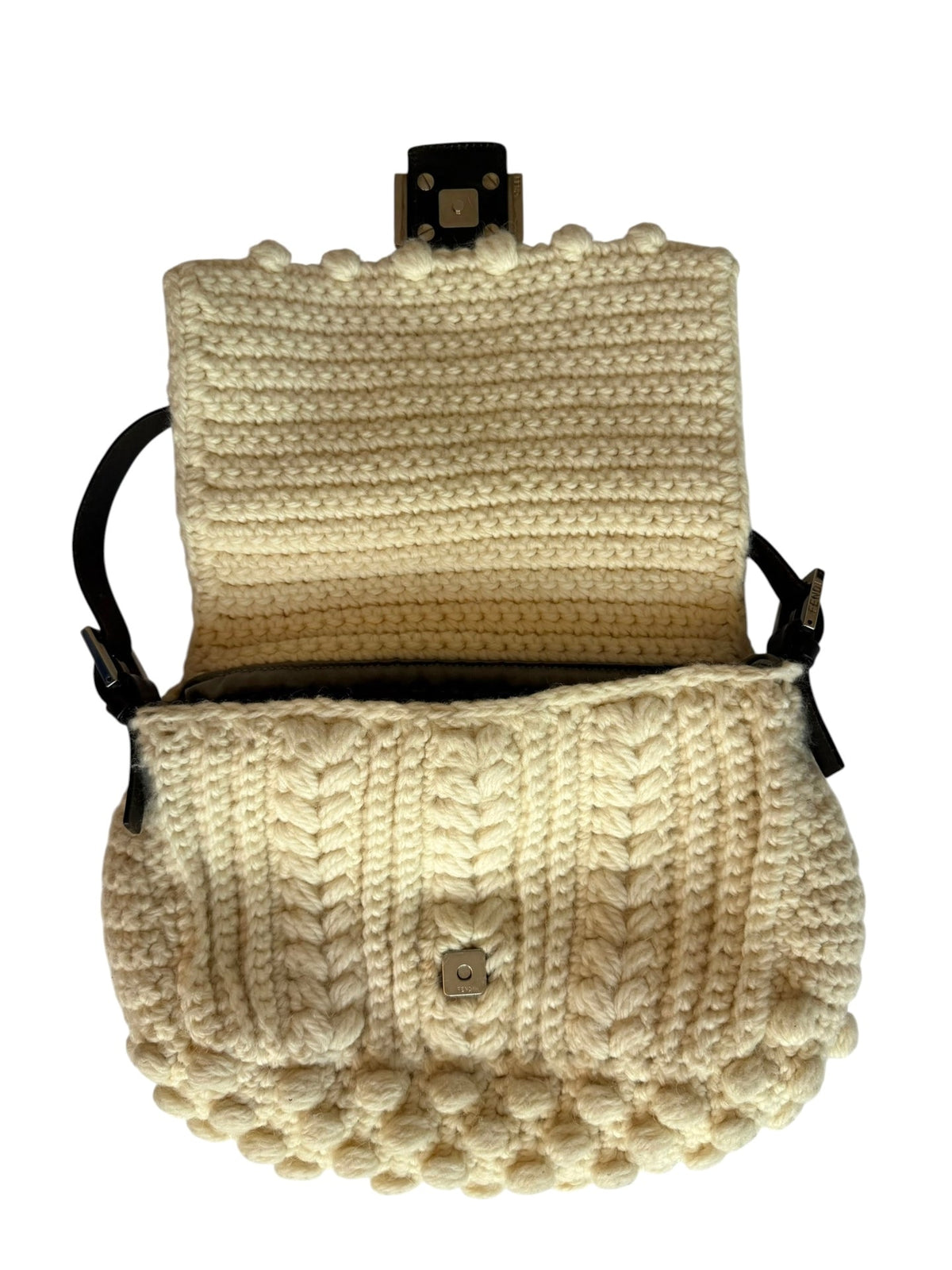 Fendi mama white crochet wool bag