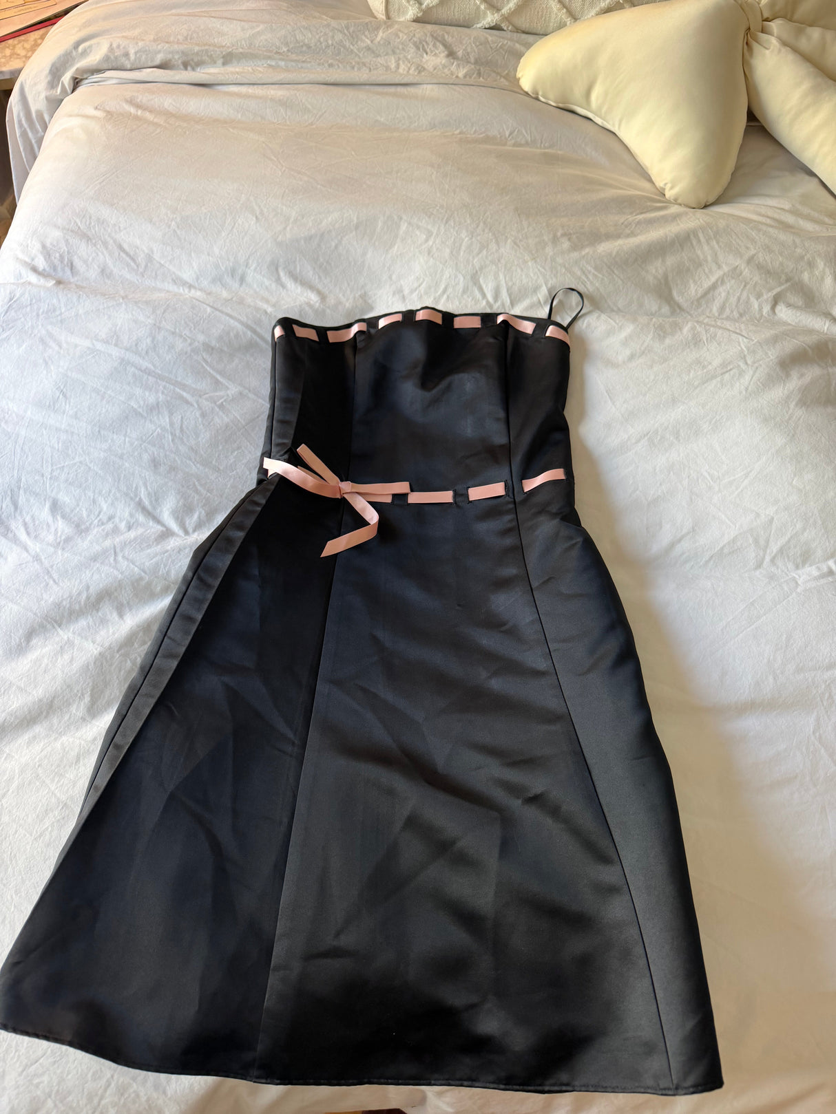 Jessica McClintock for Gunne Saxe black and pink strapless dress