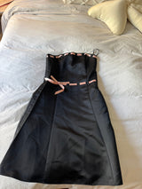 Jessica McClintock for Gunne Saxe black and pink strapless dress