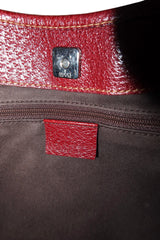 Gucci monogram shoulder bag with burgundy leather detail