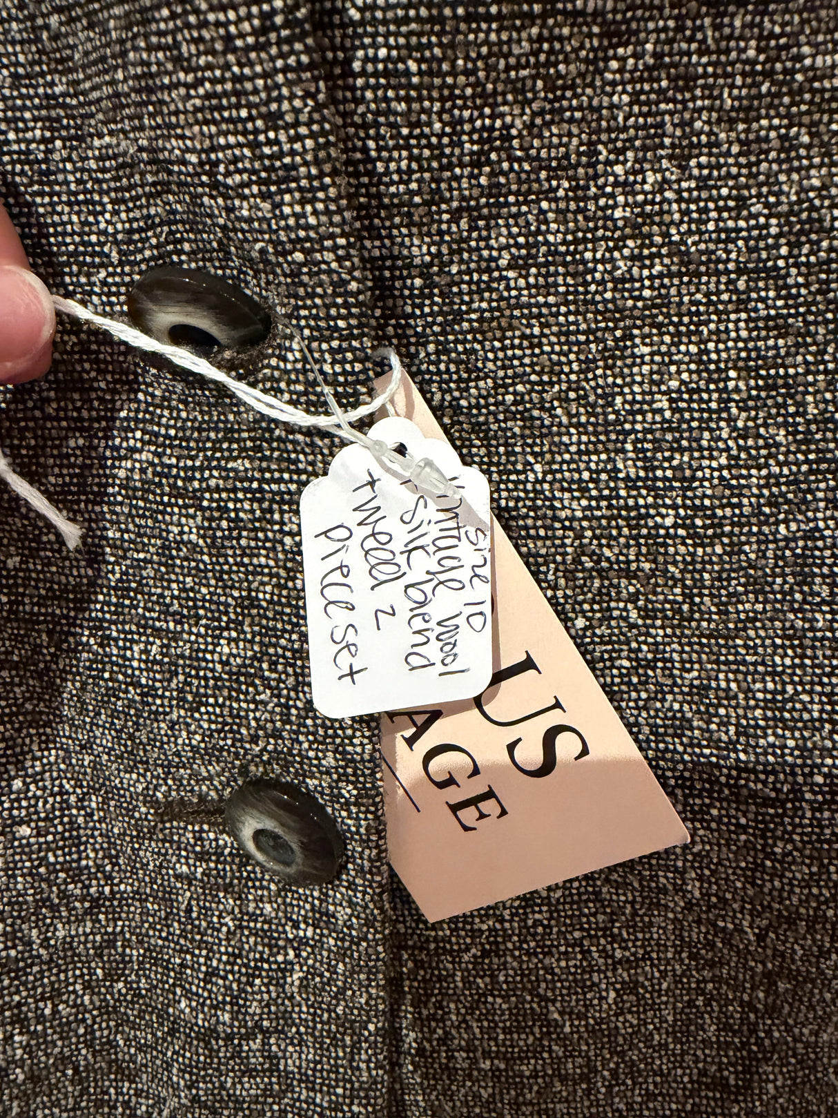 Vintage wool + silk blend tweed 2 piece set - blazer size 10 pants size 12 - TUV #1231