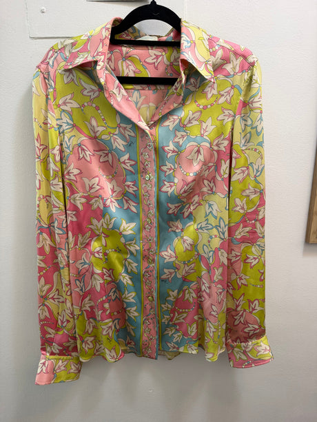 Emilio Pucci Pink blue and green silk shirt