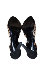 Salvatore Ferragamo ponyhair animal print d’orsay heels (7.5)