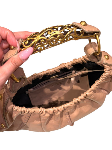 Yves Saint Laurent nude Mombasa hobo bag with ornate gold handle