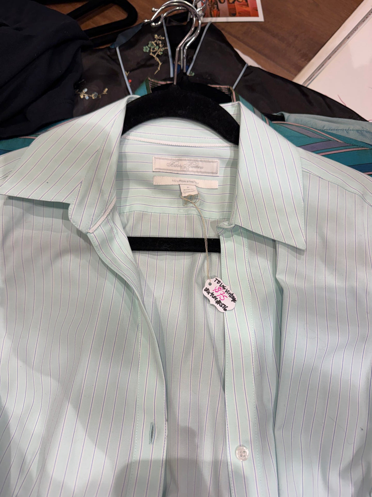 Brooks Brothers Sample (1 of 1) blue pinstripe button down size 6 - sku tuv #576