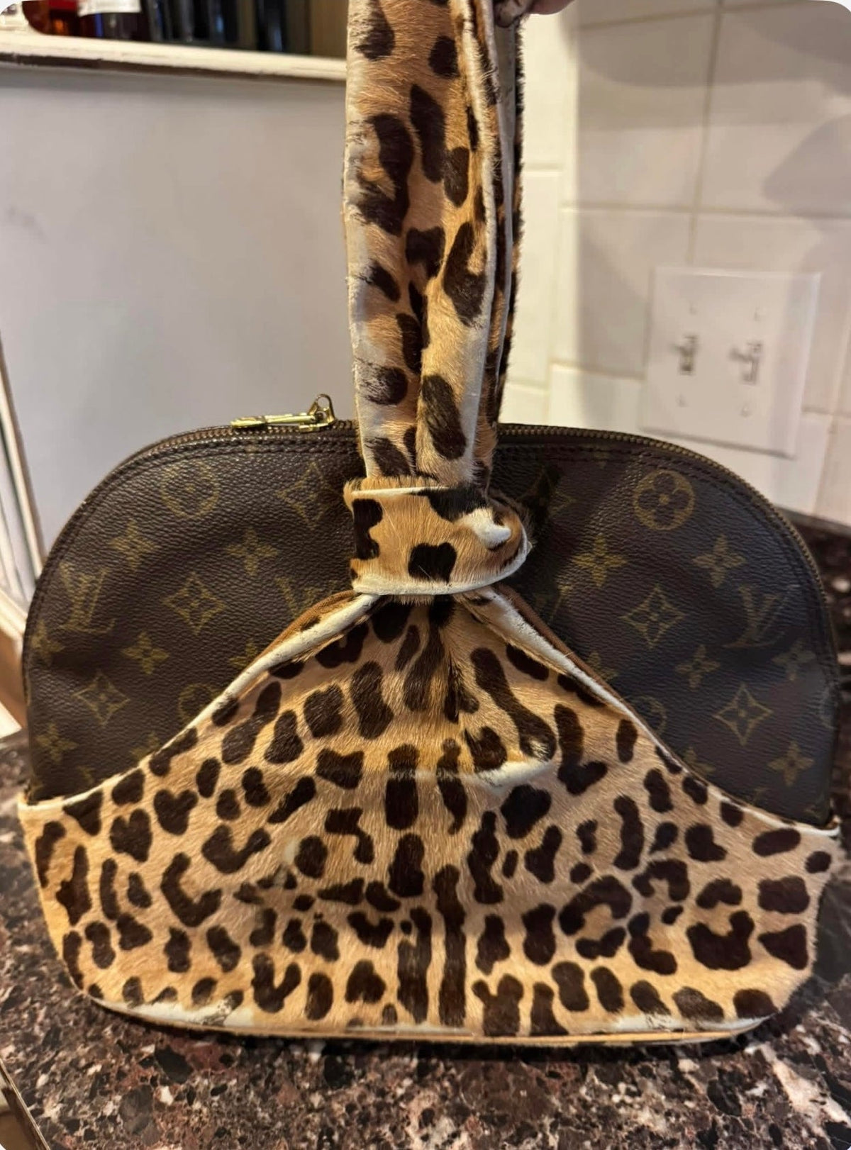 Authentic Vintage Louis Vuitton x Azzedine Alaïa 1996 Limited Edition Monogram Canvas & Leopard Calf Hair Centenaire Alma Bag “as is”