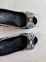 Coach US 7 Black White Monogram Canvas Wedge Sandal