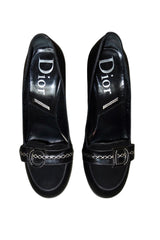 Dior black round toe heels with CD logo (39.5)