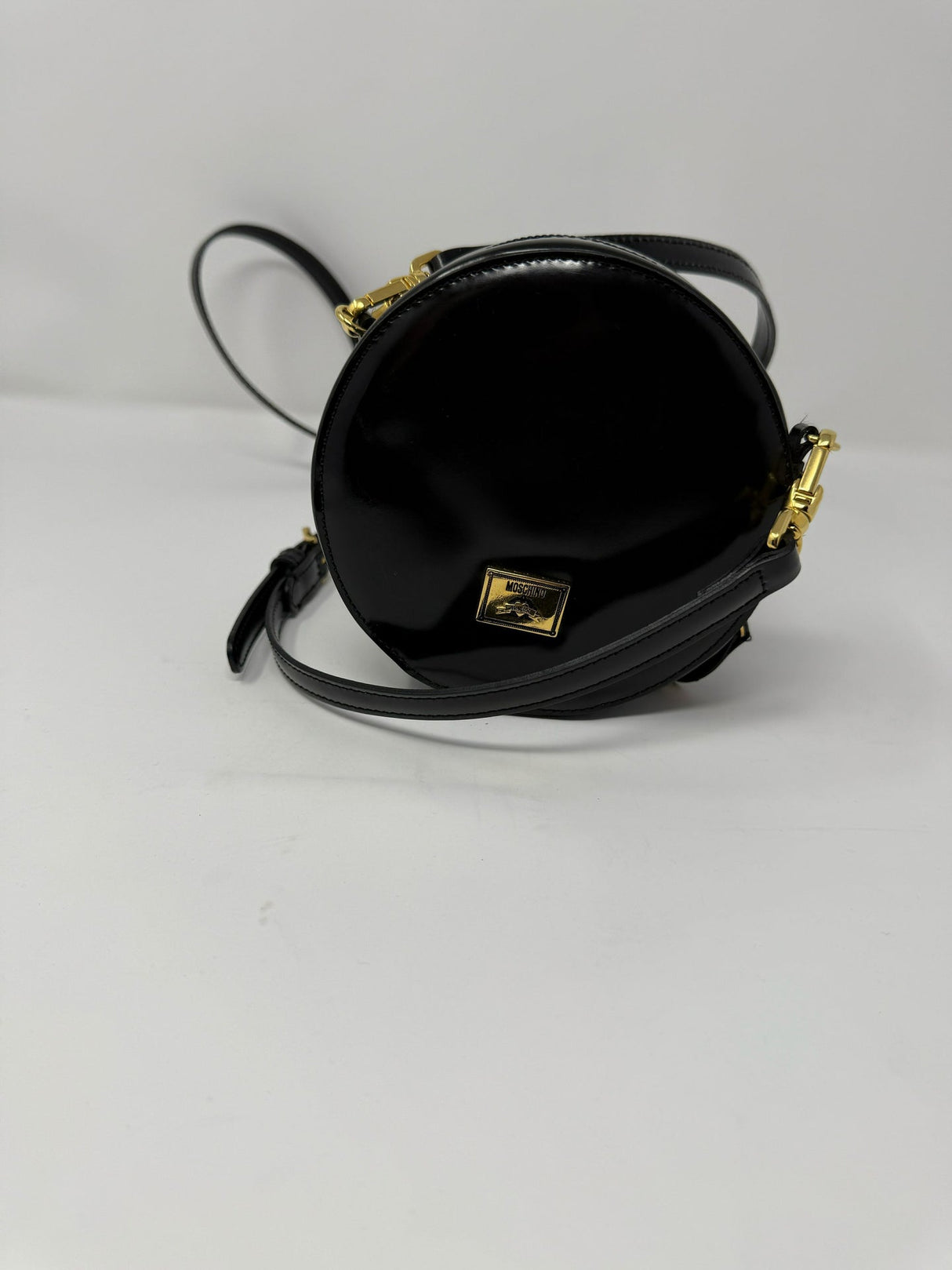 Moschino Black & Red Heart Circle Crossbody Bag