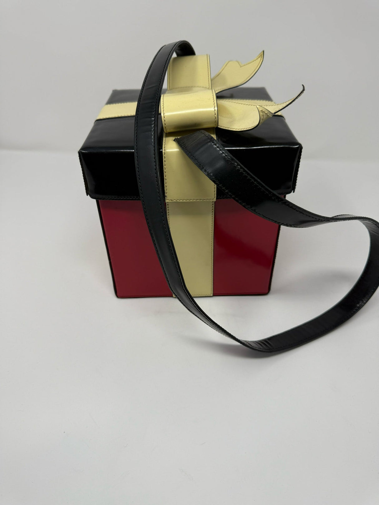 Moschino Red & Black Leather Box Bag