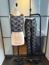 Moschino Jeans Vintage Black Lace 2 pc Pant & Top Set