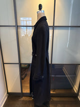 D&G Dolce & Gabbana Black Wool Crepe Coat Silver Snaps
