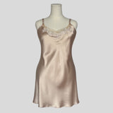 Lace detail slip in beige