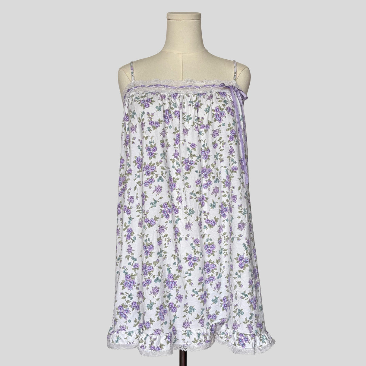 Cotton ribbon laced babydoll dress in floral