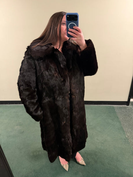 Full Length Chocolate Brown Rabbit Fur Coat