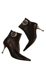 Escada black boots with silver logo hardware (35.5)