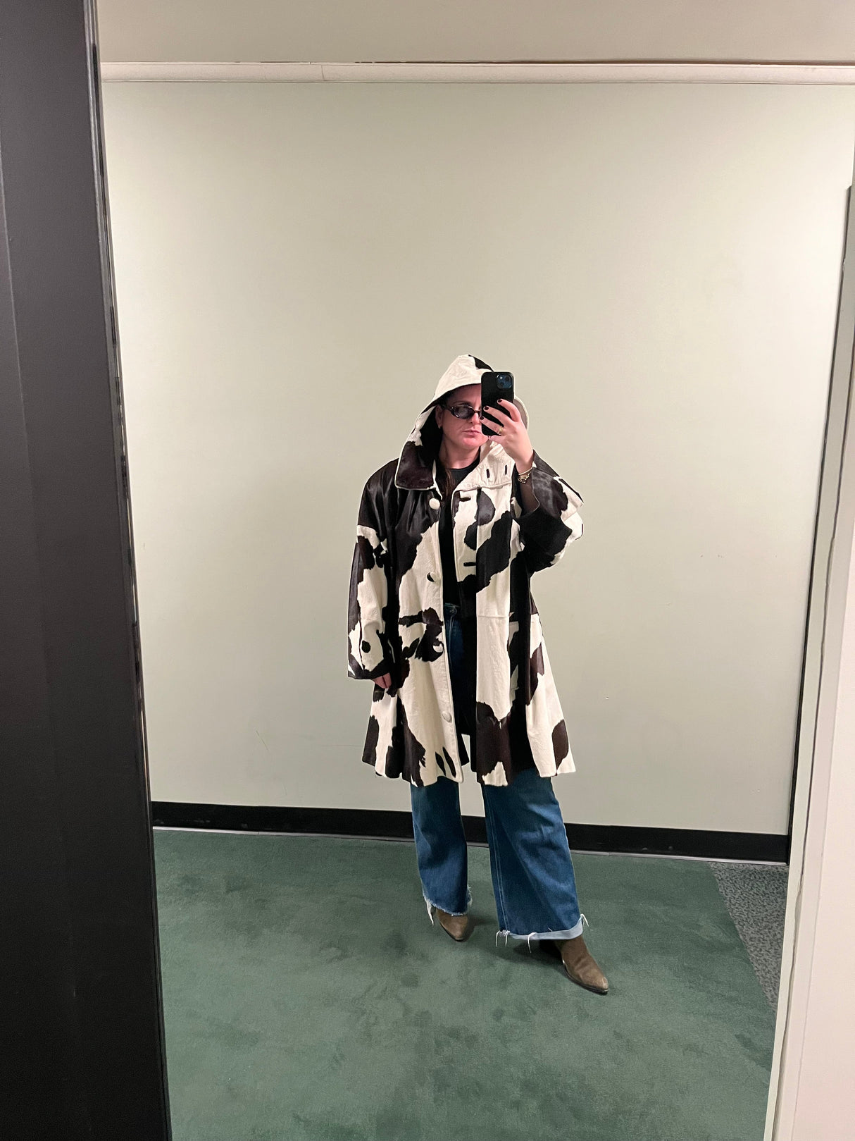 Mohl New York Fur Company Calf Hair Cow Hide Print Jacket with detachable hood