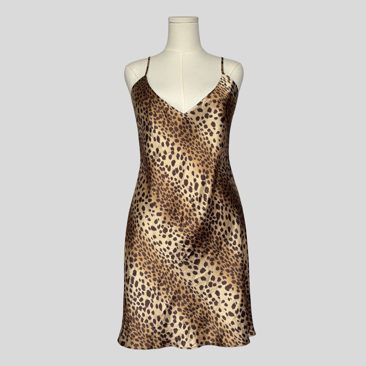 Leopard print silky backless slip