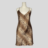 Leopard print silky backless slip