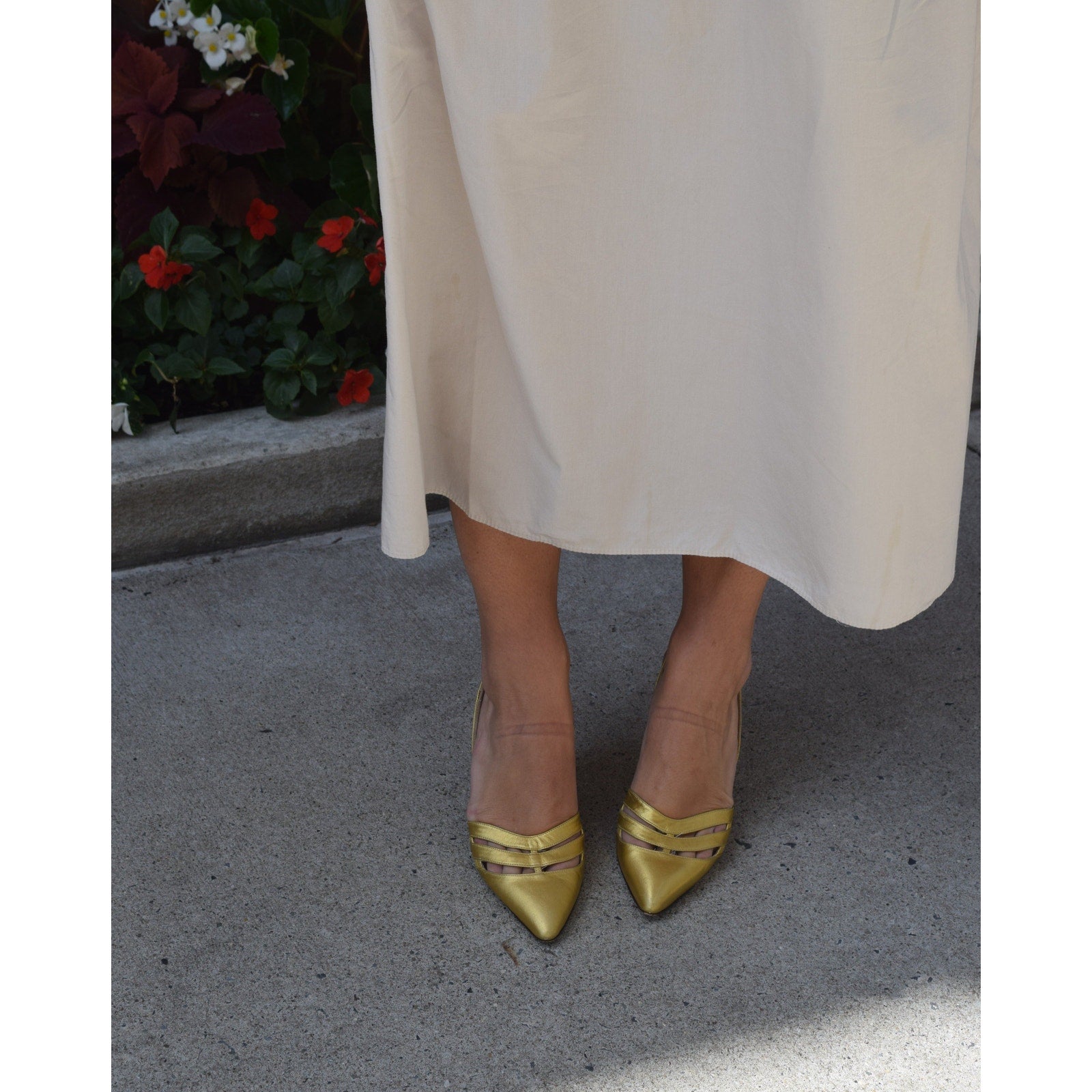 Manolo Blahnik Gold Slingback Pumps