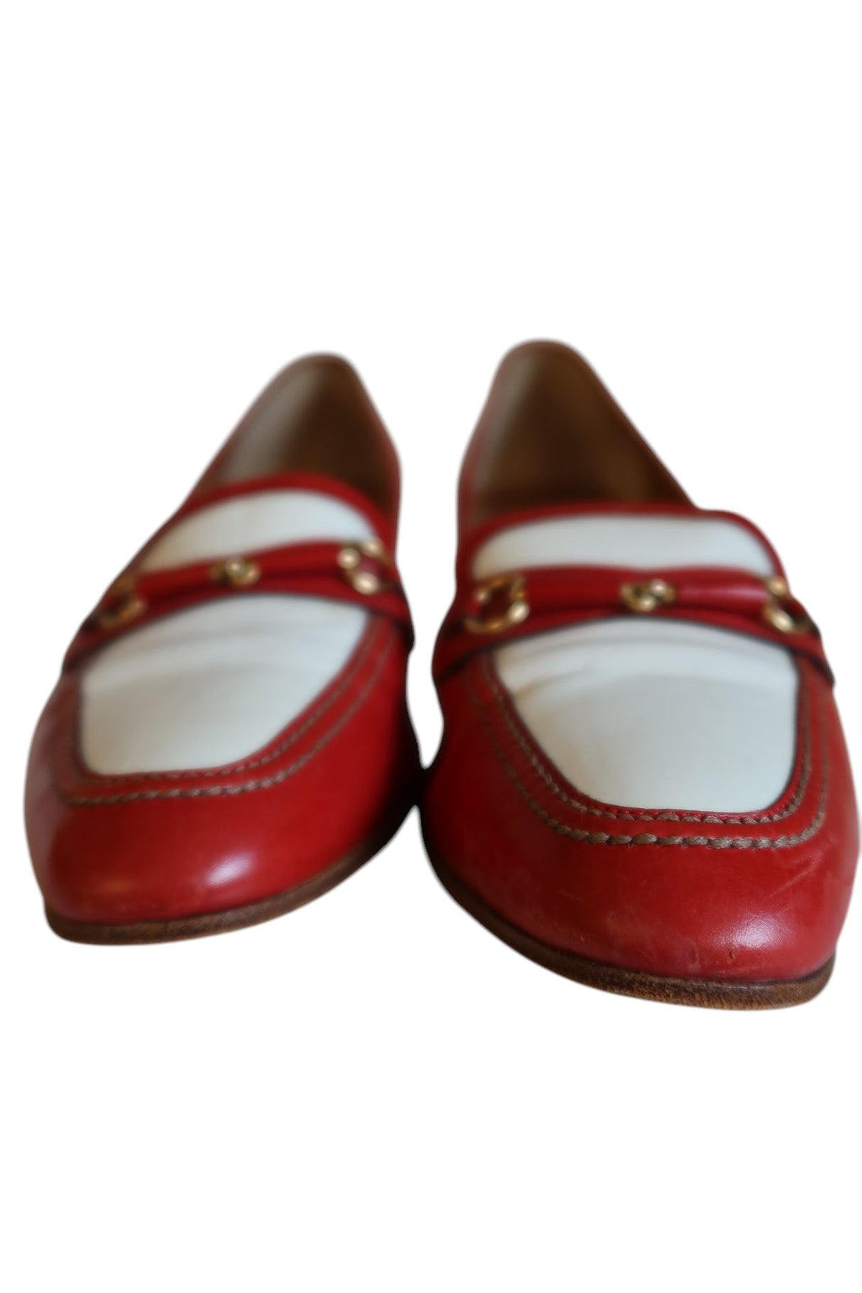 Celine red and white loafers with gold hardware (39)