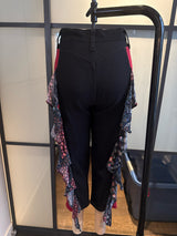 Moschino Black & Red Ruffle Trim Cropped Pants
