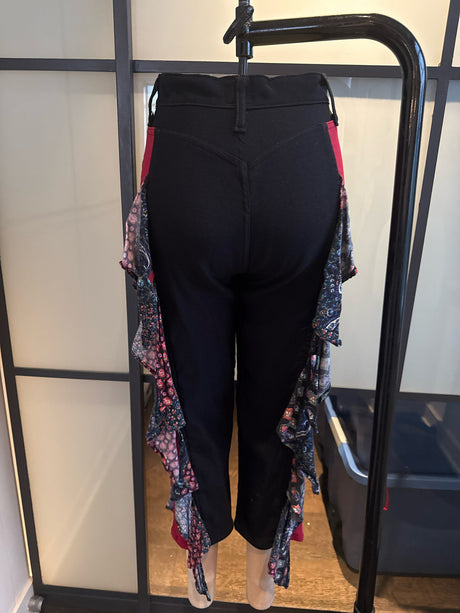 Moschino Black & Red Ruffle Trim Cropped Pants
