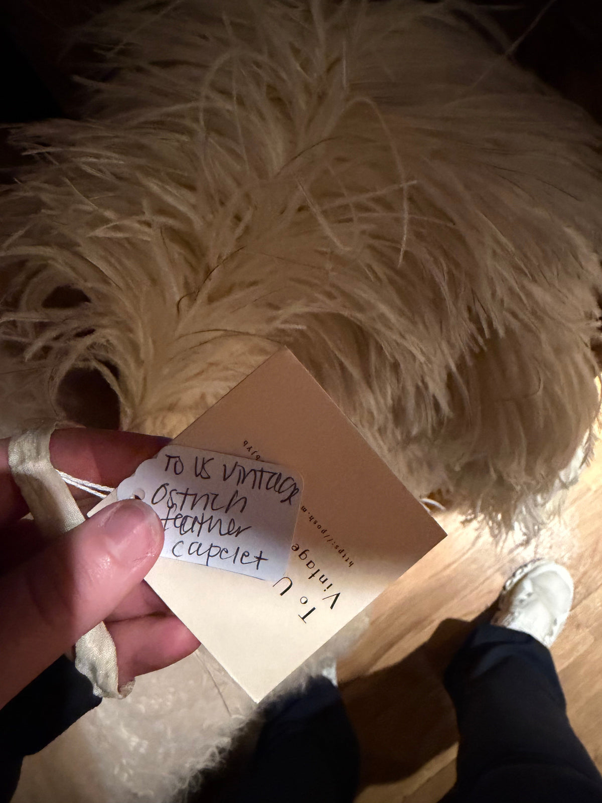 Vintage ostrich feather capelet #3451