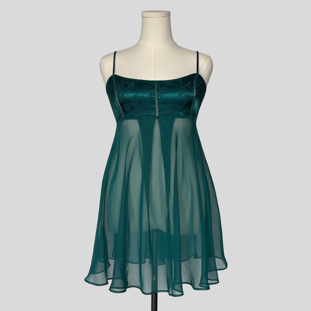 Brocade floral babydoll slip in teal