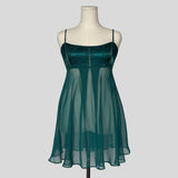 Brocade floral babydoll slip in teal