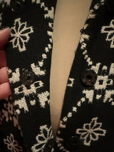Moschino Size 8 Black & White Wool 3/4 Sleeve Coat