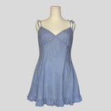 Cottage floral embroidered dress in blue