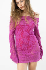 September 2003 Victoria Secret Hot Pink Lace Mini Dress