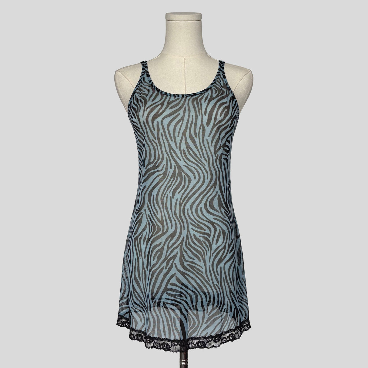 Print mesh slip dress in zebra