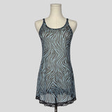 Print mesh slip dress in zebra