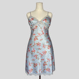 Floral lace trim slip in light blue