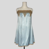 Ornate neckline slip dress in blue