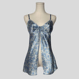 Floral underwire split front slip